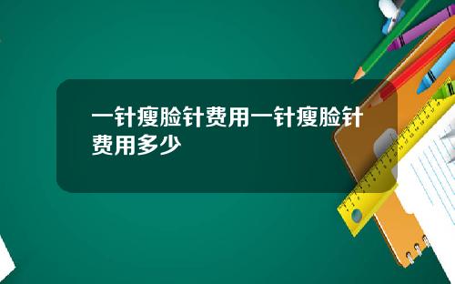 一针瘦脸针费用一针瘦脸针费用多少