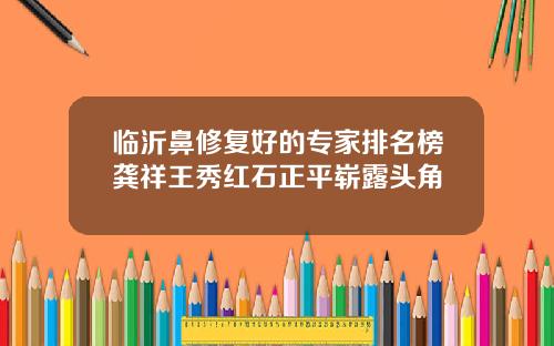 临沂鼻修复好的专家排名榜龚祥王秀红石正平崭露头角