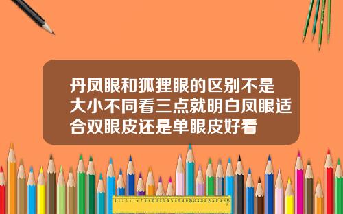 丹凤眼和狐狸眼的区别不是大小不同看三点就明白凤眼适合双眼皮还是单眼皮好看