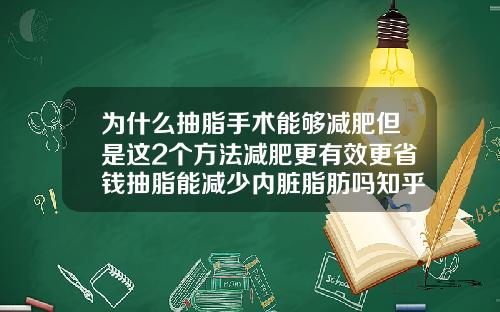 为什么抽脂手术能够减肥但是这2个方法减肥更有效更省钱抽脂能减少内脏脂肪吗知乎