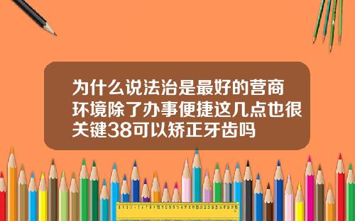 为什么说法治是最好的营商环境除了办事便捷这几点也很关键38可以矫正牙齿吗