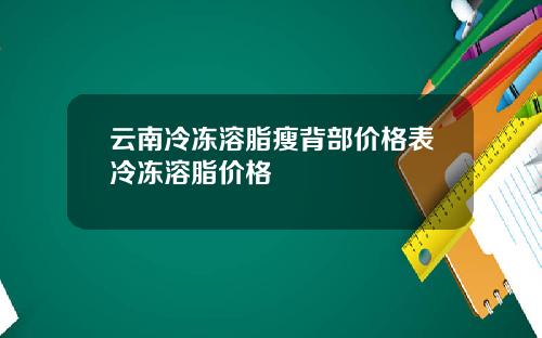 云南冷冻溶脂瘦背部价格表冷冻溶脂价格