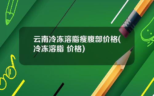 云南冷冻溶脂瘦腹部价格(冷冻溶脂 价格)