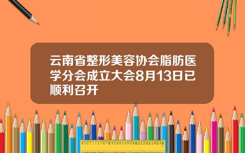 云南省整形美容协会脂肪医学分会成立大会8月13日已顺利召开