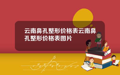 云南鼻孔整形价格表云南鼻孔整形价格表图片