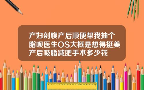 产妇剖腹产后顺便帮我抽个脂呗医生OS大概是想得挺美产后吸脂减肥手术多少钱