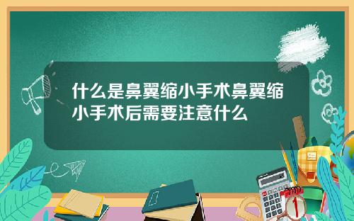 什么是鼻翼缩小手术鼻翼缩小手术后需要注意什么