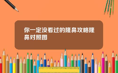 你一定没看过的隆鼻攻略隆鼻对照图