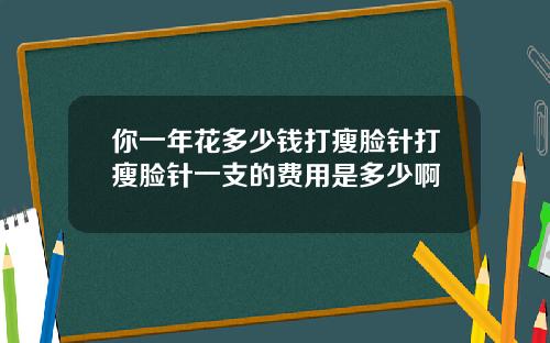 你一年花多少钱打瘦脸针打瘦脸针一支的费用是多少啊