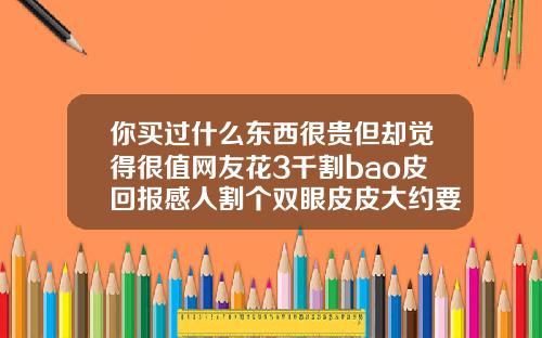 你买过什么东西很贵但却觉得很值网友花3千割bao皮回报感人割个双眼皮皮大约要多少钱一次