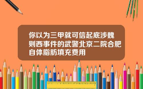 你以为三甲就可信起底涉魏则西事件的武警北京二院合肥自体脂肪填充费用