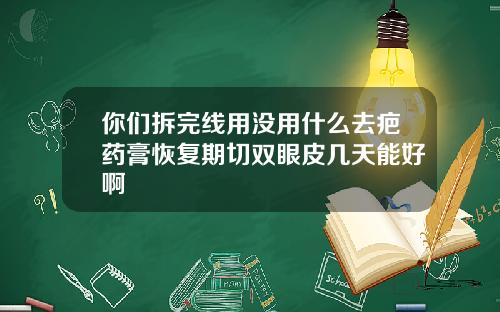 你们拆完线用没用什么去疤药膏恢复期切双眼皮几天能好啊