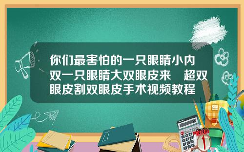 你们最害怕的一只眼睛小内双一只眼睛大双眼皮来啰超双眼皮割双眼皮手术视频教程