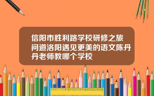 信阳市胜利路学校研修之旅问道洛阳遇见更美的语文陈丹丹老师教哪个学校
