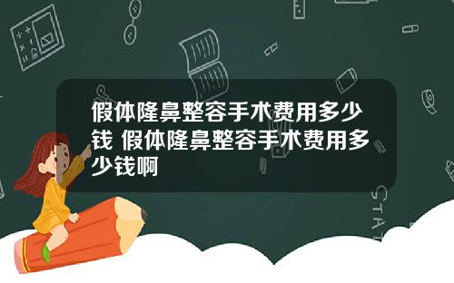 假体隆鼻整容手术费用多少钱 假体隆鼻整容手术费用多少钱啊