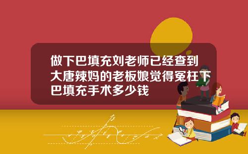 做下巴填充刘老师已经查到大唐辣妈的老板娘觉得冤枉下巴填充手术多少钱