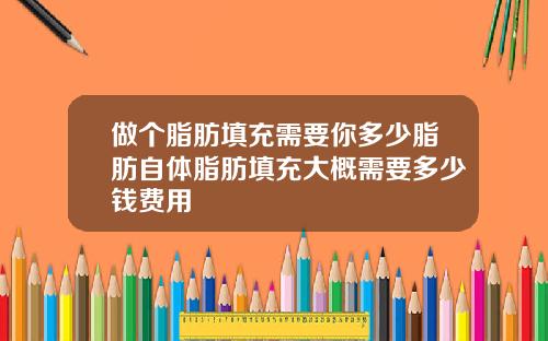 做个脂肪填充需要你多少脂肪自体脂肪填充大概需要多少钱费用