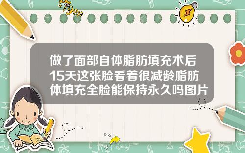 做了面部自体脂肪填充术后15天这张脸看着很减龄脂肪体填充全脸能保持永久吗图片