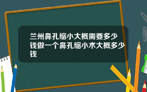 兰州鼻孔缩小大概需要多少钱做一个鼻孔缩小术大概多少钱