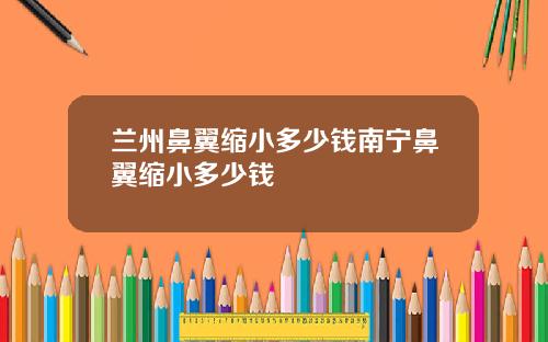 兰州鼻翼缩小多少钱南宁鼻翼缩小多少钱