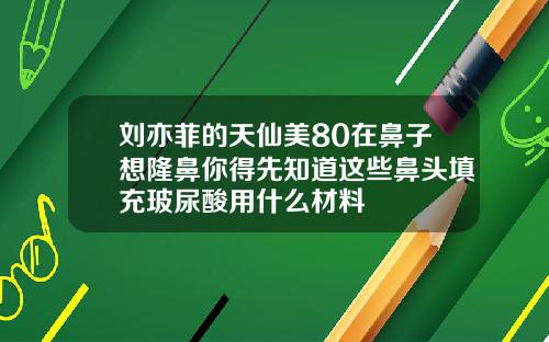 刘亦菲的天仙美80在鼻子想隆鼻你得先知道这些鼻头填充玻尿酸用什么材料