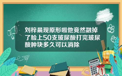 刘梓晨现原形啦他竟然融掉了脸上50支玻尿酸打完玻尿酸肿块多久可以消除