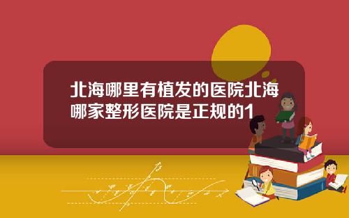 北海哪里有植发的医院北海哪家整形医院是正规的1