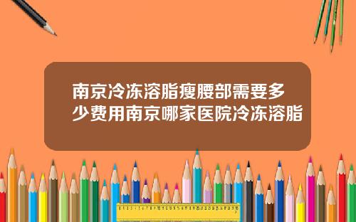 南京冷冻溶脂瘦腰部需要多少费用南京哪家医院冷冻溶脂