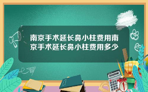 南京手术延长鼻小柱费用南京手术延长鼻小柱费用多少
