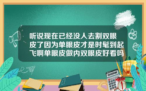 听说现在已经没人去割双眼皮了因为单眼皮才是时髦到起飞啊单眼皮做内双眼皮好看吗