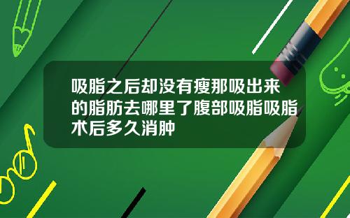 吸脂之后却没有瘦那吸出来的脂肪去哪里了腹部吸脂吸脂术后多久消肿