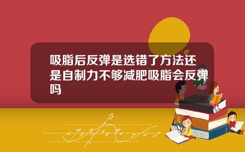 吸脂后反弹是选错了方法还是自制力不够减肥吸脂会反弹吗