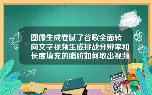 图像生成卷腻了谷歌全面转向文字视频生成挑战分辨率和长度填充的脂肪如何取出视频
