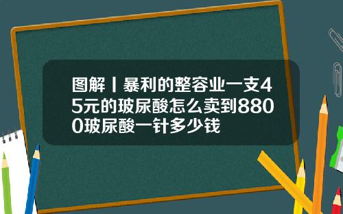 图解丨暴利的整容业一支45元的玻尿酸怎么卖到8800玻尿酸一针多少钱