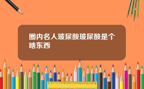 圈内名人玻尿酸玻尿酸是个啥东西