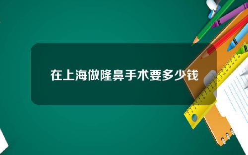 在上海做隆鼻手术要多少钱