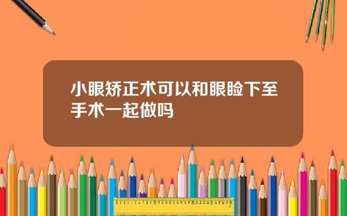 小眼矫正术可以和眼睑下至手术一起做吗