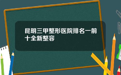 昆明三甲整形医院排名一前十全新整容