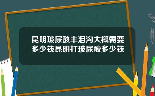 昆明玻尿酸丰泪沟大概需要多少钱昆明打玻尿酸多少钱