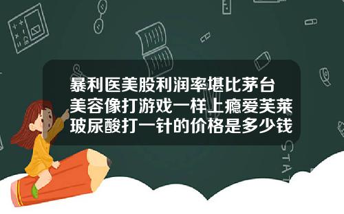 暴利医美股利润率堪比茅台美容像打游戏一样上瘾爱芙莱玻尿酸打一针的价格是多少钱