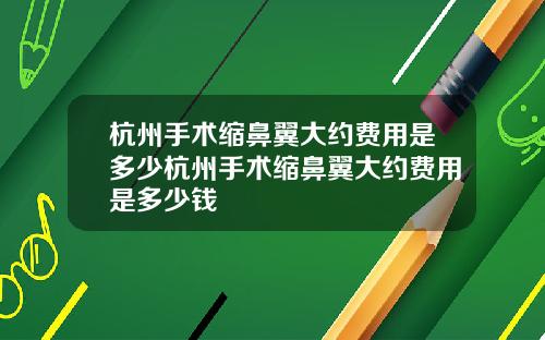 杭州手术缩鼻翼大约费用是多少杭州手术缩鼻翼大约费用是多少钱
