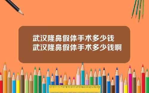 武汉隆鼻假体手术多少钱 武汉隆鼻假体手术多少钱啊