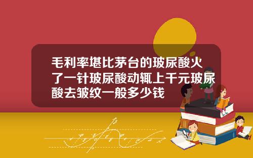 毛利率堪比茅台的玻尿酸火了一针玻尿酸动辄上千元玻尿酸去皱纹一般多少钱
