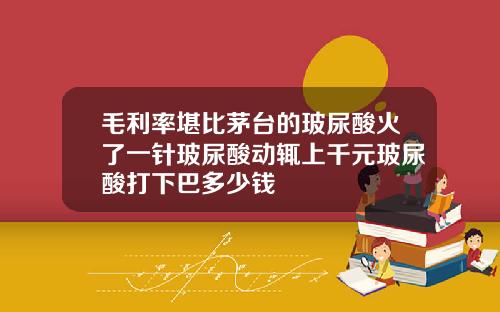 毛利率堪比茅台的玻尿酸火了一针玻尿酸动辄上千元玻尿酸打下巴多少钱