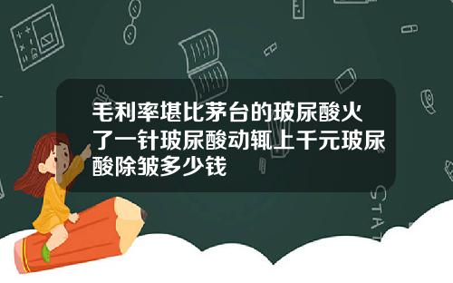 毛利率堪比茅台的玻尿酸火了一针玻尿酸动辄上千元玻尿酸除皱多少钱