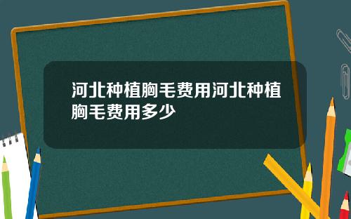 河北种植胸毛费用河北种植胸毛费用多少