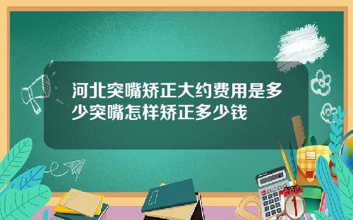 河北突嘴矫正大约费用是多少突嘴怎样矫正多少钱