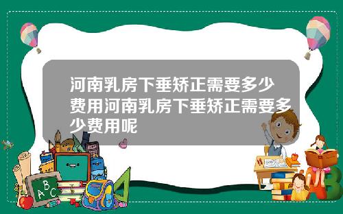 河南乳房下垂矫正需要多少费用河南乳房下垂矫正需要多少费用呢