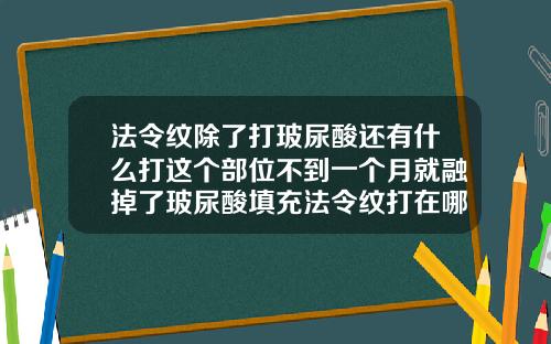 法令纹除了打玻尿酸还有什么打这个部位不到一个月就融掉了玻尿酸填充法令纹打在哪个层次