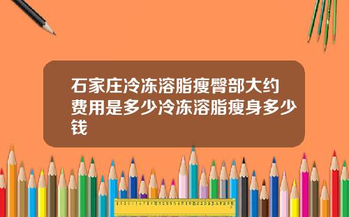 石家庄冷冻溶脂瘦臀部大约费用是多少冷冻溶脂瘦身多少钱